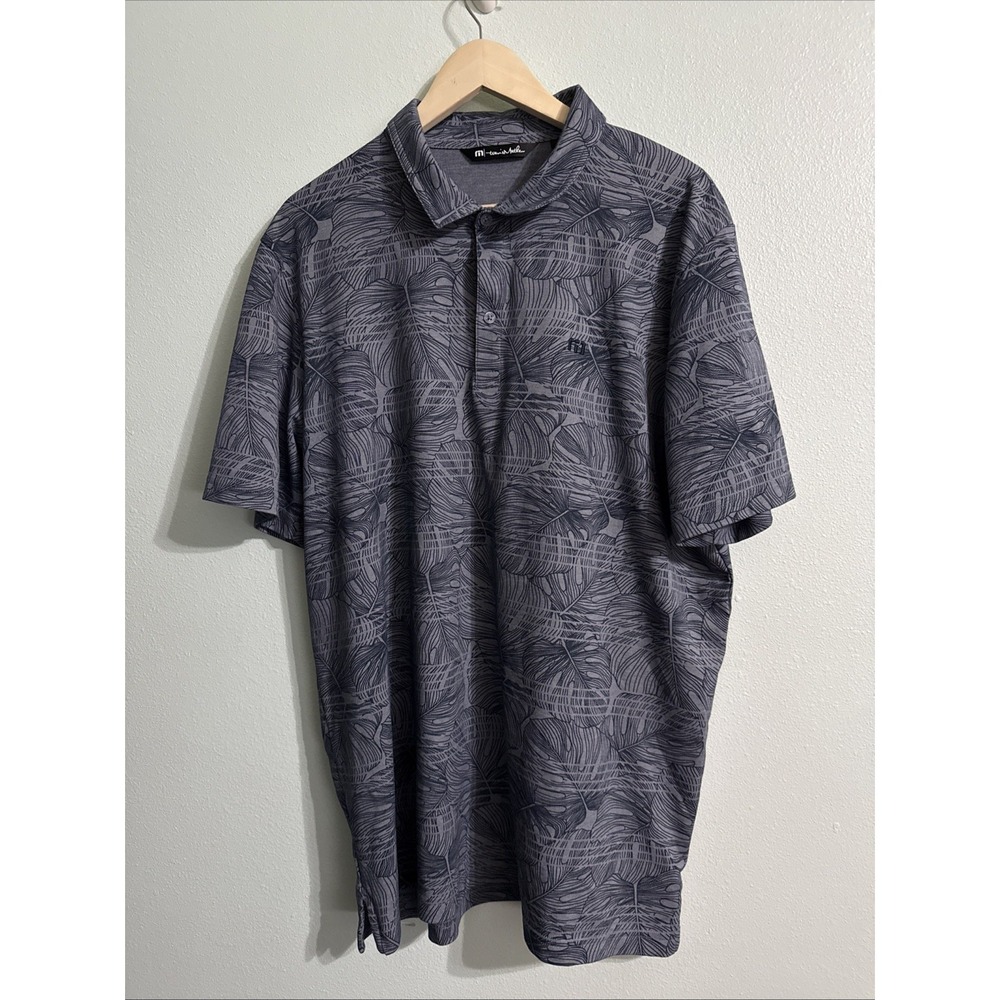 Travis Mathew Hawaiian Golf Polo‎ Shirt Mens XXL Dolphin Dive Navy EUC